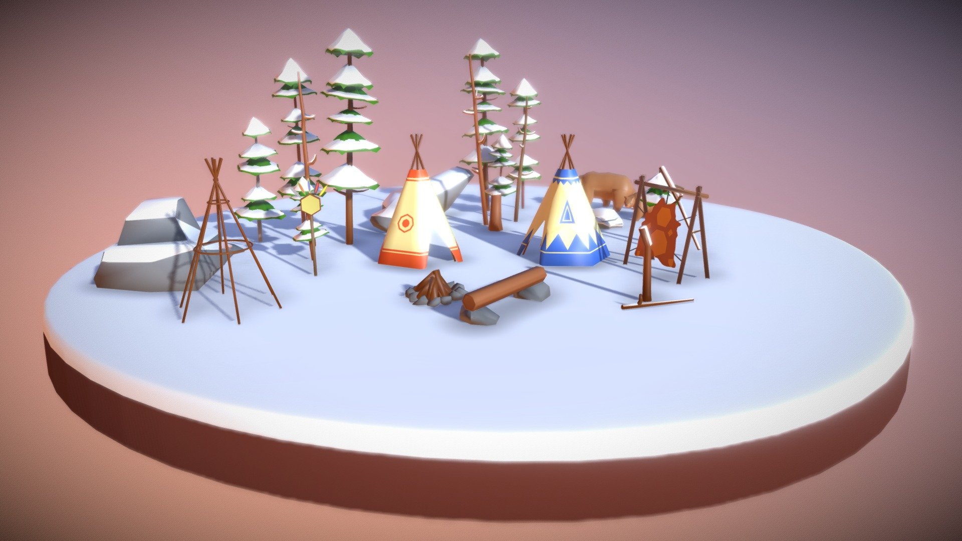 Hi everyone, I hope you like it, but above all I hope you use it in some of your projects 

(if you buy 50 dollars worth of 3d models, i will send you 2 models of your choice for free) - Native American Village-low poly - Download Free 3D model by carlcapu9 3d model