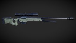 AWM rifle, awm, substance, weapon, pbr, lowpoly, gun
