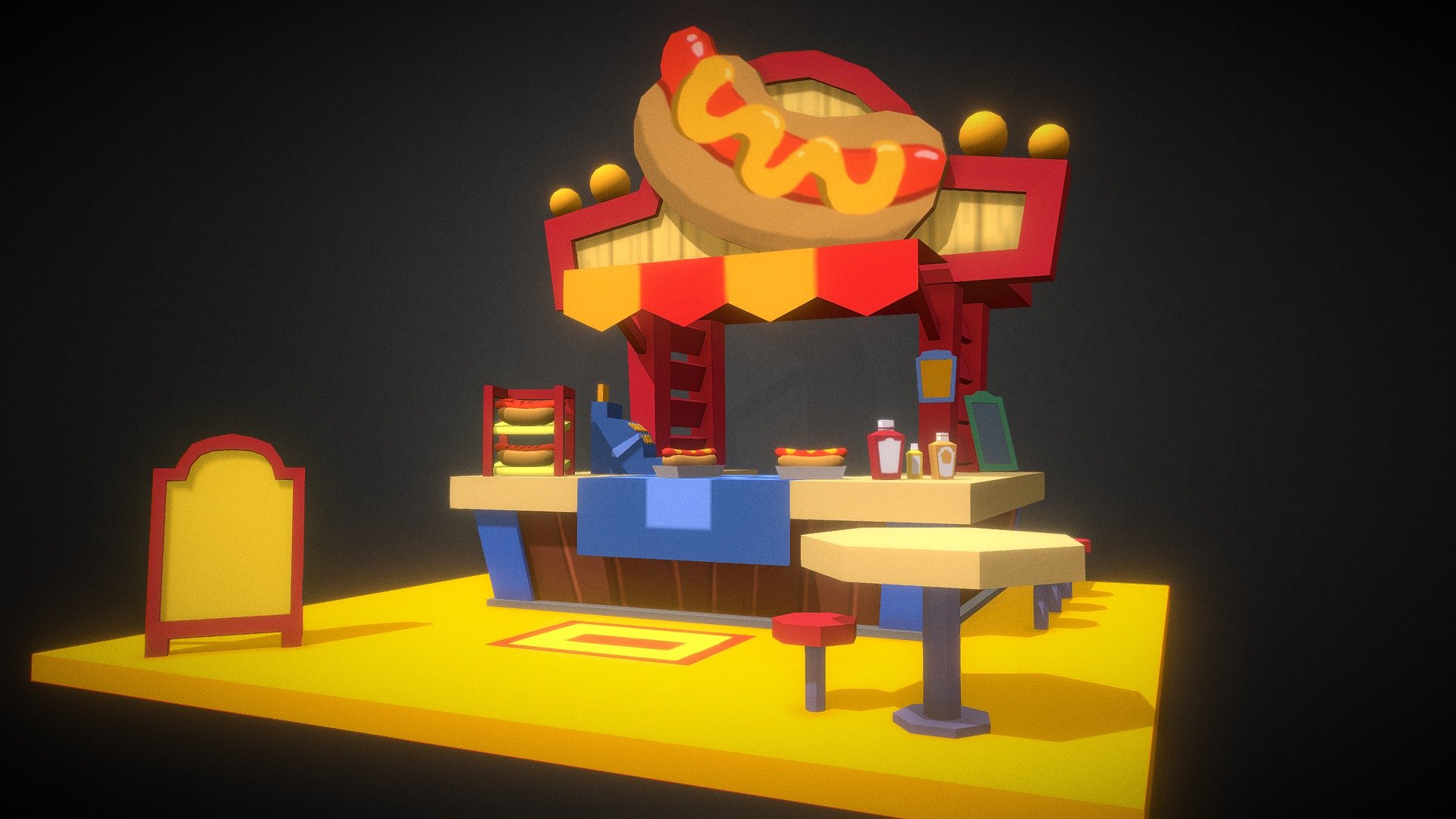 Modelagem de rastaurante de HOTDOG, pintura digital em 3D com Blender 2.8 3d model