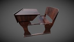 Carteira (vintage school desk) school, brazil, desk, vintage, old, substancepainter, substance
