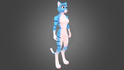 Sky, Cat. Type A cat, avatar, anthro, furry, vrchat, stylizedcharacter, vrchat_avatar, blender, blender3d