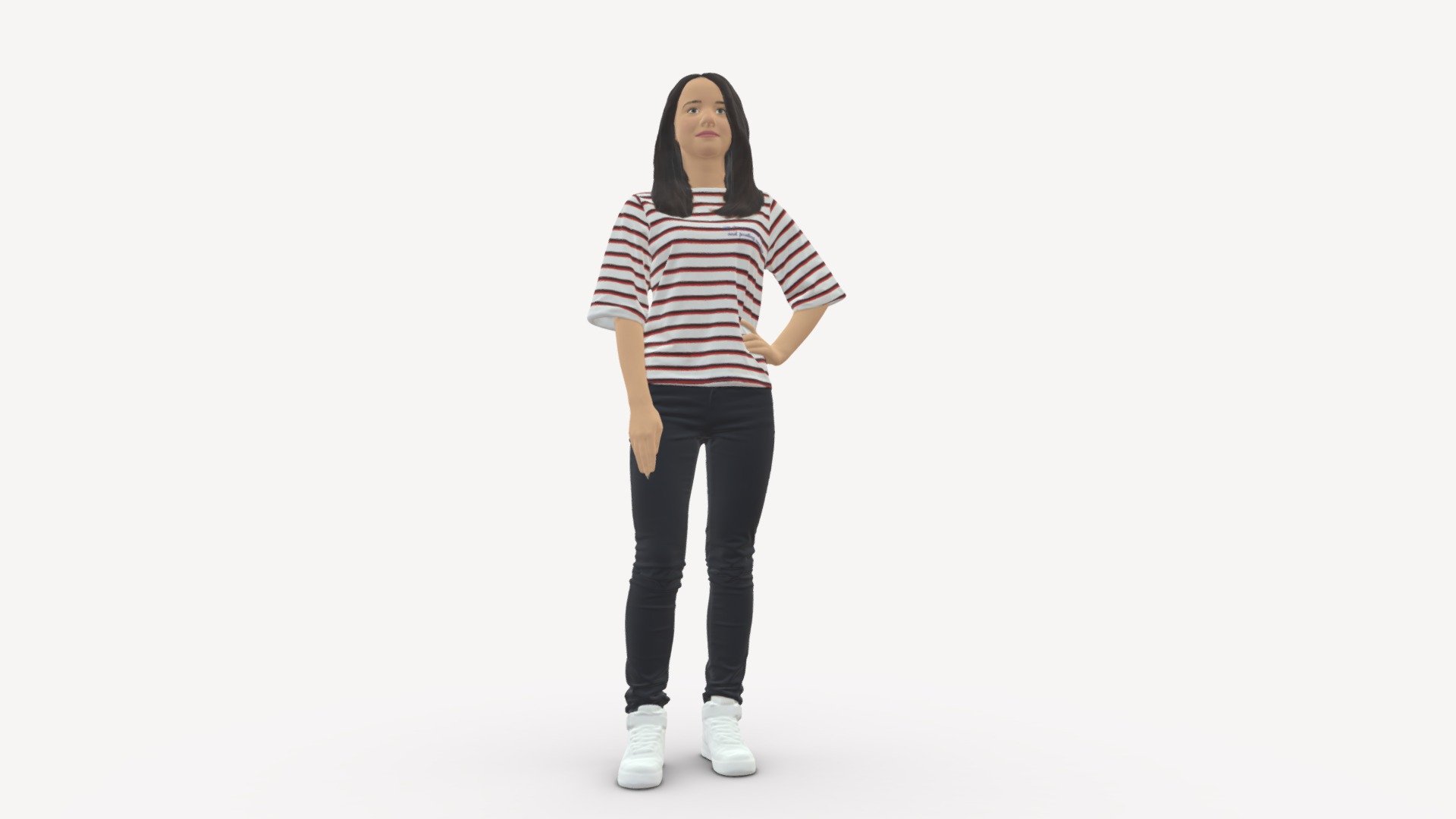 We provide unique 3d scanned models with realistic proportions for closeup and medium-distance views in artworks, paintings and classes. As well as architectural visualization projects.

Main features:




high-end realistic 3d scanned model;

realistic proportions;

highest quality;

low price;

saves you time for more time in landscaping and interiors visualization.

FEATURES 




3d scanned model 

Extremely clean

Edge Loops based

smoothable

symmetrical

professional quality UV map

high level of detail

high resolution textures

real-world scale

system unit: cm

TEXTURES 




Textural Resolution: 4096 x 4096

Color Map

The model is suitable for stereolithography 3d printing 

The model is also ready for fullcolour 3d printing - Girl In Striped Sweater 0279 - Buy Royalty Free 3D model by 3DFarm 3d model
