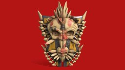 Bone Shield skulls, bone, sketchfabweeklychallenge, substancepainter, blender, blender3d, skull, shield, bones, noai