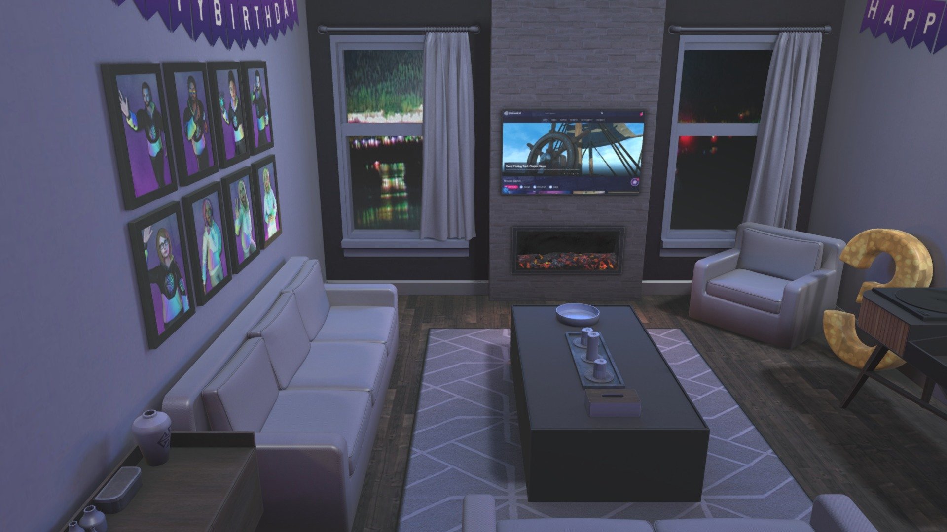 This model/scene was designed to be a custom home environment for META Quest

View the environment listing here: https://sidequestvr.com/app/8864/relaxing-living-room

Feel free to use this model however you like! - Living Room (Night) - Custom Home Environment - Download Free 3D model by SideQuest 3d model