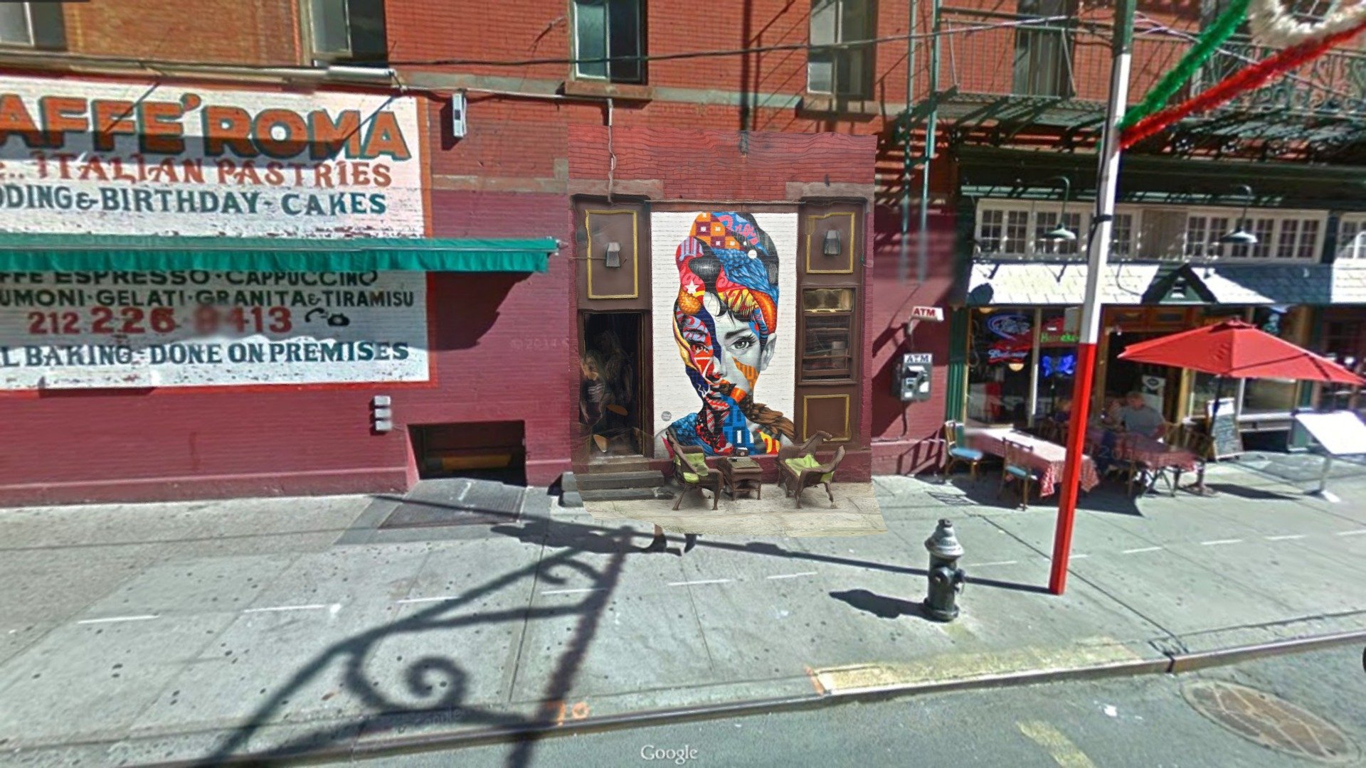 On Mulberry St / Broome St, New York. 

From 50 pictures shot on iPhone 6. Processed with Recap360. Cropped with Blender. Google Street View background image 3d model