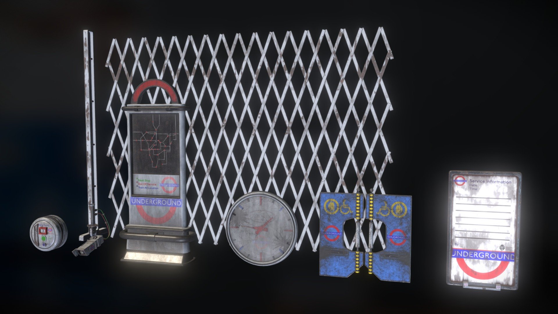 A small decoration kit made for Fallout: London's underground interior cells 3d model