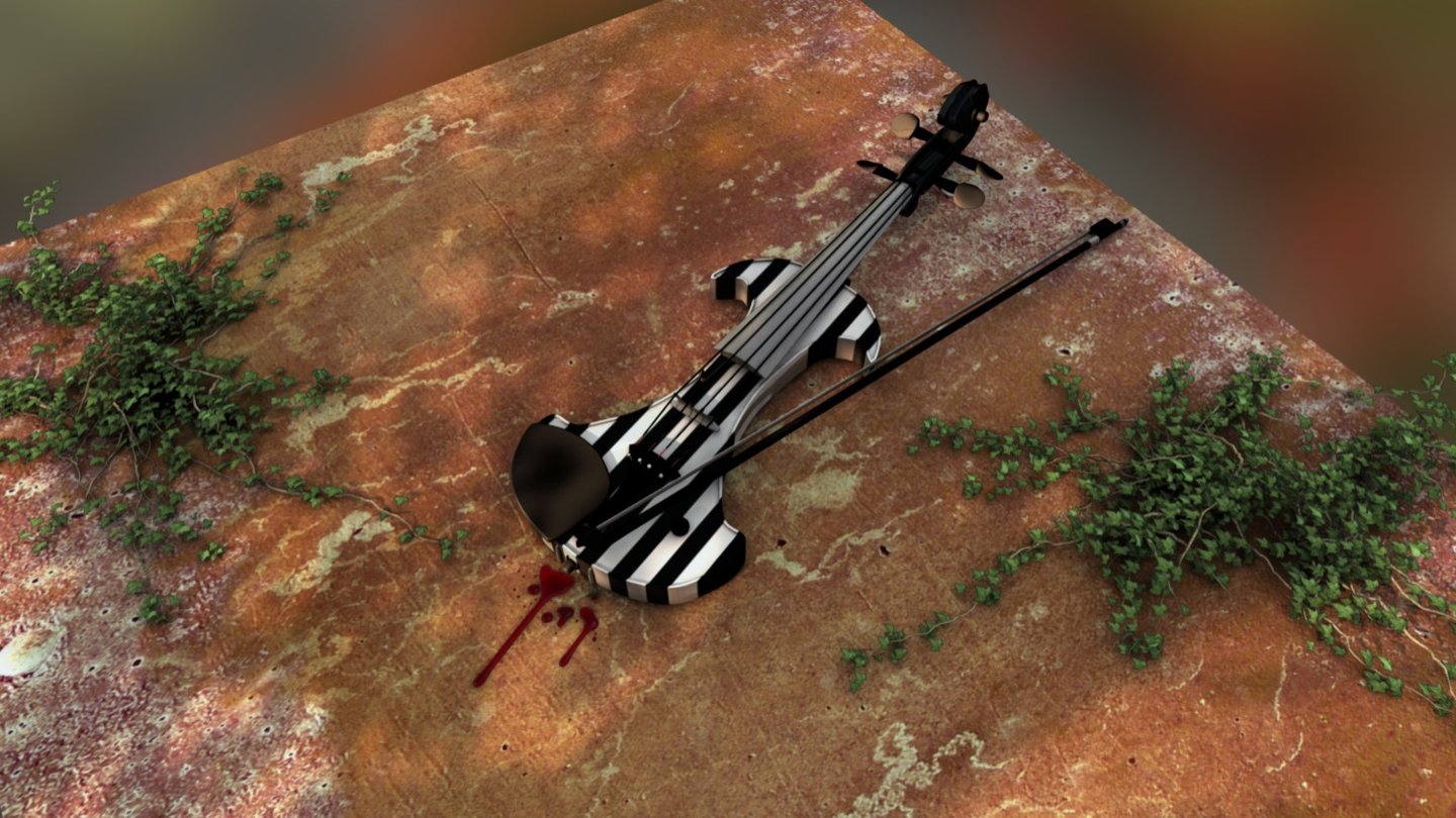 Another scene i created years ago, another baked texture test :) - violin - 3D model by gav.grant 3d model