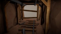 Mining Shaft shaft, mining, cartoonish, baked-lighting, stylized, environment