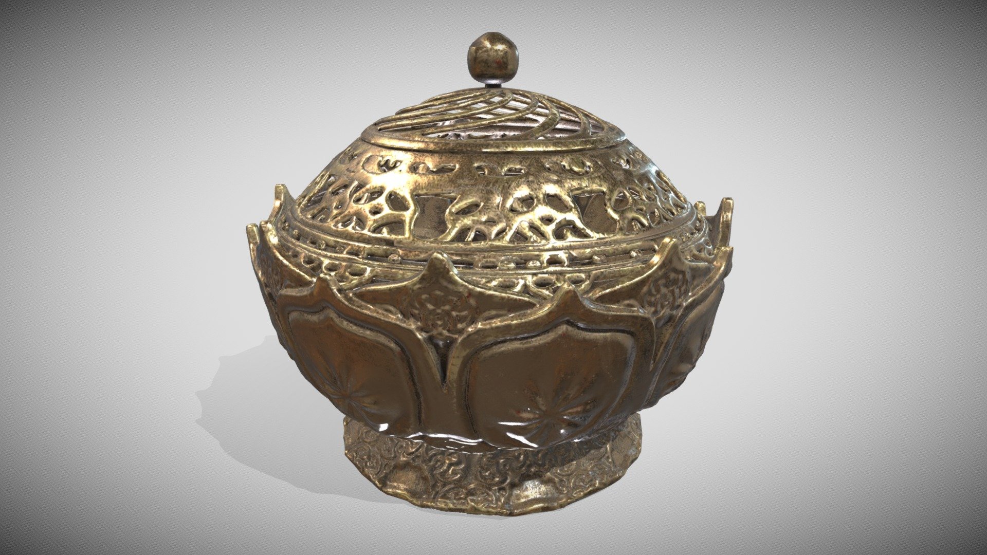 One Material PBR Metalbess 2k (jpg) - Incense Burner - Buy Royalty Free 3D model by Francesco Coldesina (@topfrank2013) 3d model