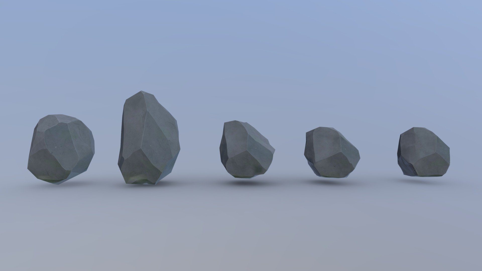 Note: please download the additional pack to access the UE4 game pack and individual FBX and OBJ model exports. Preview scene for the viewer is FBX. Thank you!

Includes




2K Resolution Textures [PBR and UE4 textures included]

FBX and OBJ [Included scene with all models and individual model exports with easy pivot location and origin at 0 for Unreal Engine 4]

PBR -&gt; 5x textures per mesh -&gt; BaseColor, Height, Metallic, Normal &amp; Roughness

UE4 -&gt; 3x textures per mesh -&gt; BaseColor, Normal, ORM [masked]

5x models

UV Unwrapped

Poly Count




Rock 1 -&gt; 172 tris

Rock 2 -&gt; 172 tris

Rock 3 -&gt; 192 tris

Rock 4 -&gt; 192 tris

Rock 5 -&gt; 192 tris

Includes Unreal Engine 4 Game Pack [4.26.0]




Automatic LODs

Naming conventions/folder organization

Demo Scene included

Please do not resell the contents of this package, thank you 3d model