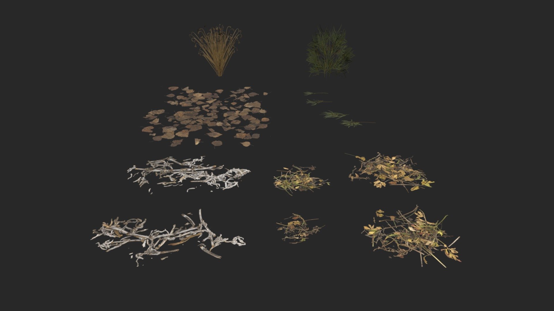 These models are random debris I will place around my scene. The models where created in Maya and the scene was created in UE4 for a game environment 3d model