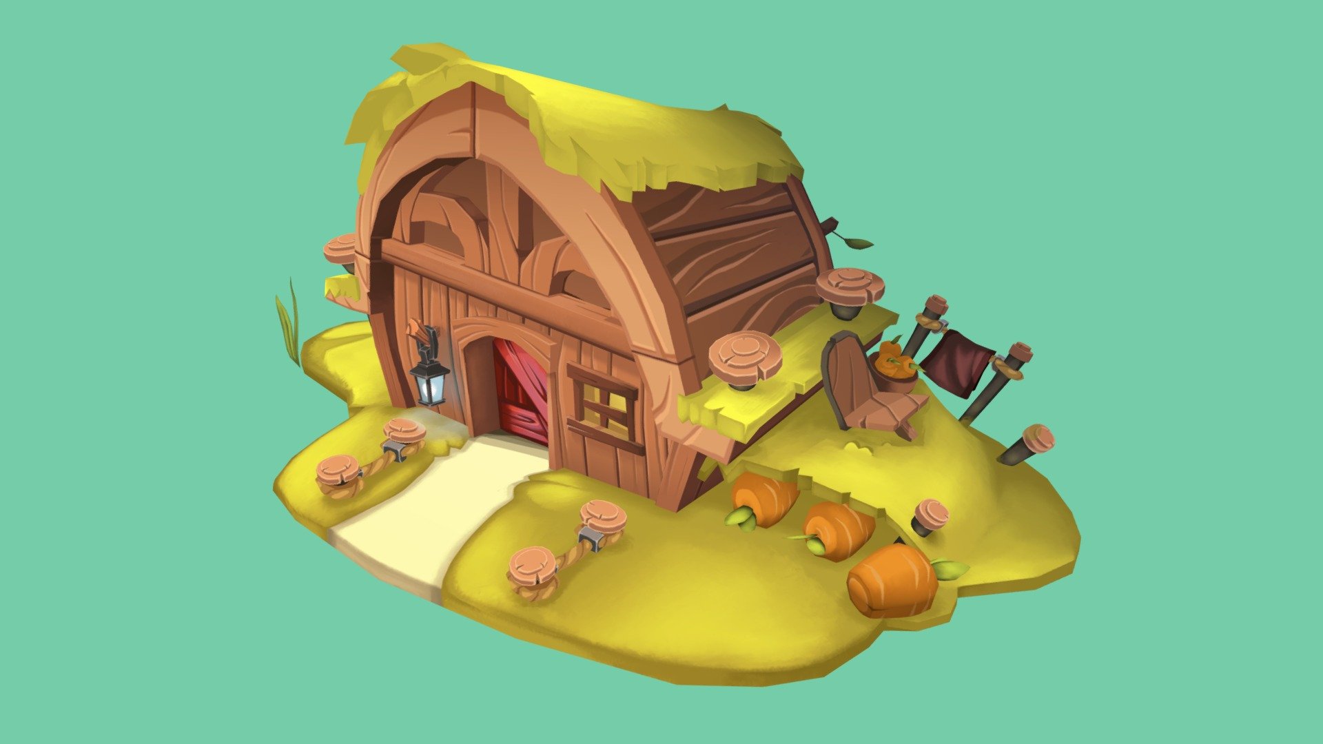 For my school assignment - this time I wanted to try and replicate a concept in 3D. In order to keep within my time constraints I had to omit a few things in the final model, but I'll really happy with what I got to make in the time I had available.

I want to say thank you to Corey who allowed me to use his amazing concept art for my school assignment!

Concept: https://www.artstation.com/artwork/rdR4G - Bunny Burrow (Concept by Corey Shillingford) - 3D model by BinnieClara 3d model