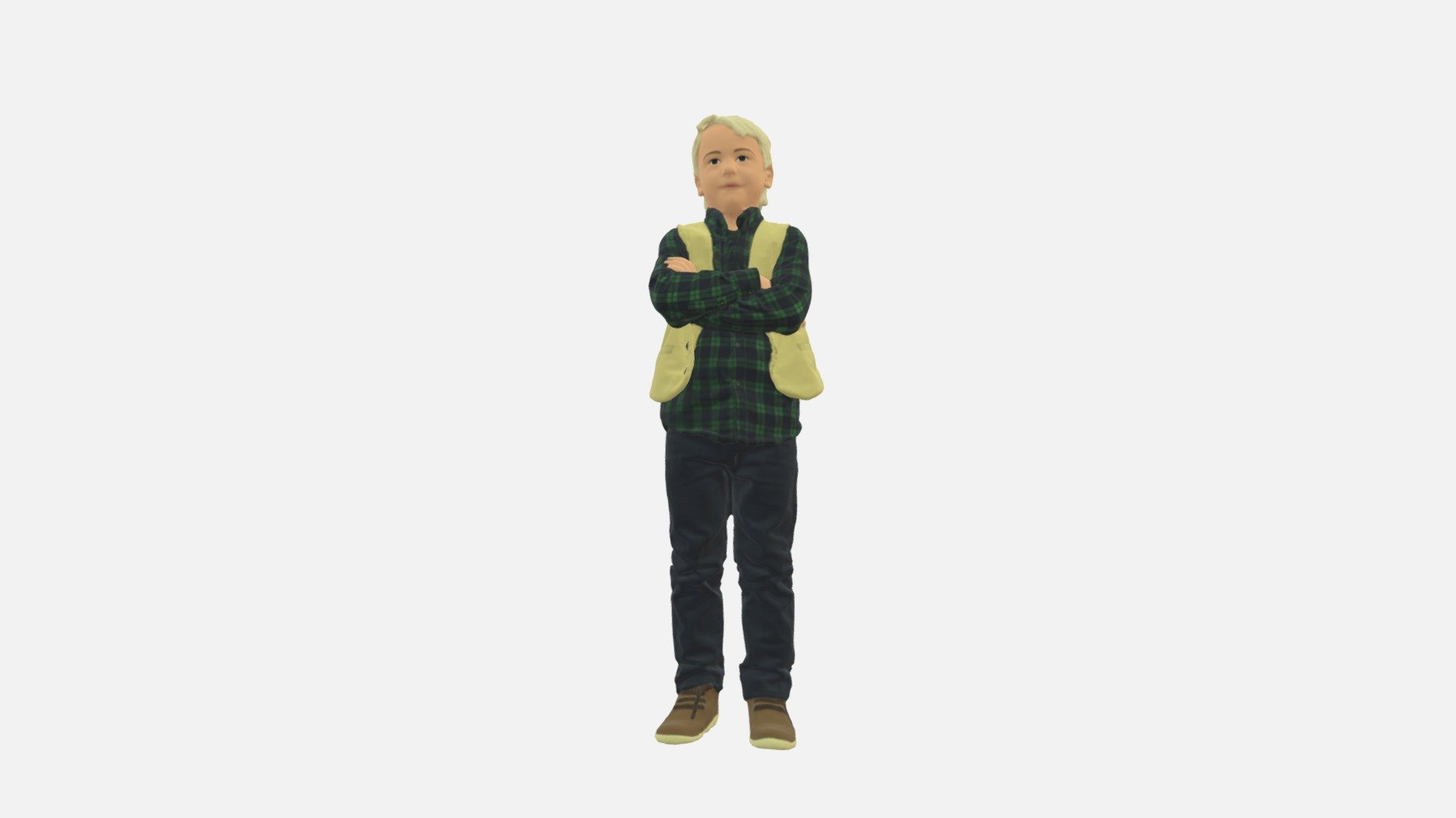 We provide unique 3d scanned models with realistic proportions for closeup and medium-distance views in artworks, paintings and classes. As well as architectural visualization projects.

Main features:




high-end realistic 3d scanned model;

realistic proportions;

highest quality;

low price;

saves you time for more time in landscaping and interiors visualization.

FEATURES 




3d scanned model 

Extremely clean

Edge Loops based

smoothable

symmetrical

professional quality UV map

high level of detail

high resolution textures

real-world scale

system unit: cm

TEXTURES 




Textural Resolution: 4096 x 4096

Color Map

The model is suitable for stereolithography 3d printing 

The model is also ready for fullcolour 3d printing - Kid In Plaid Green Tshirt 0611 - Buy Royalty Free 3D model by 3DFarm 3d model