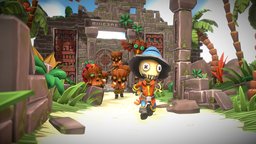 Stitchy in Tooki Trouble ruins, tropical, color, jungle, blender-3d, game-asset, low-poly-model, unity, hand-painted, stylized