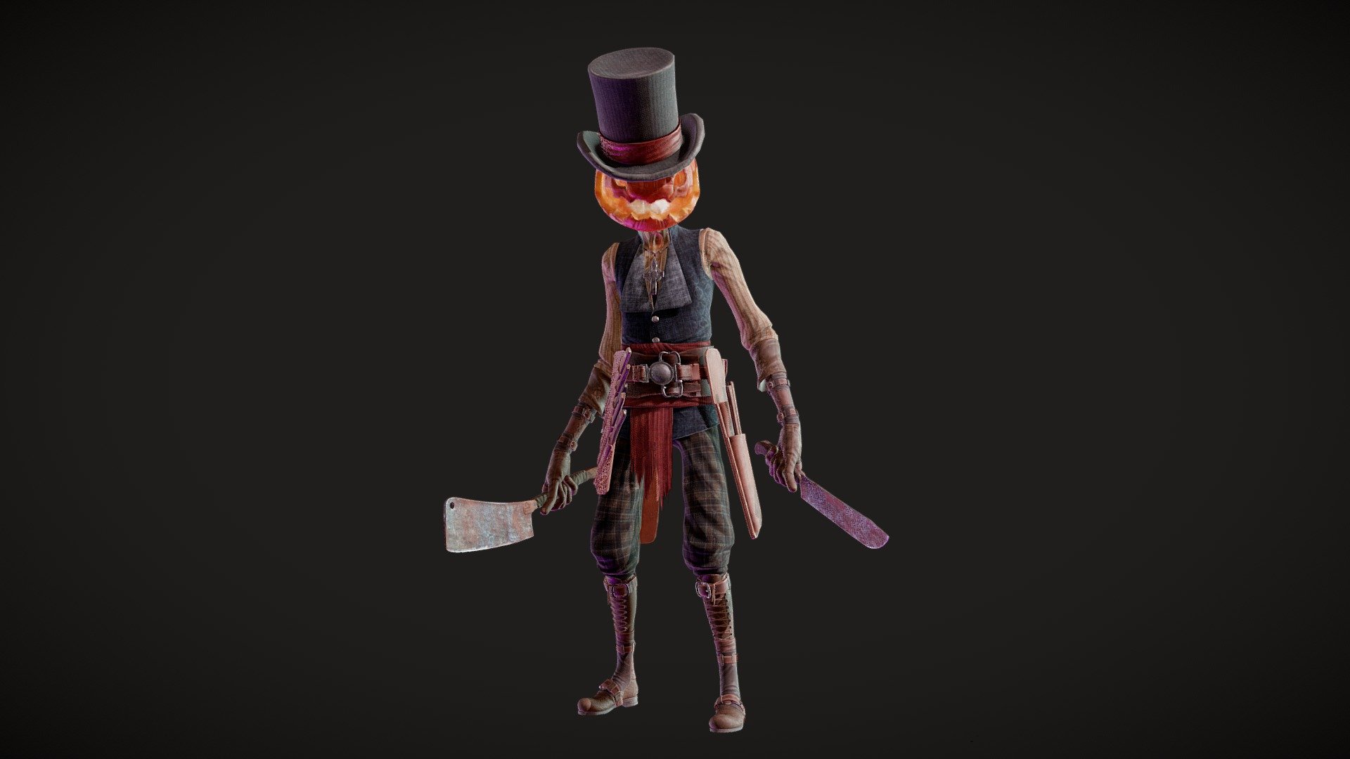 Dead and headless, he lights his way through the darkness with jack-o-lantern, which, as you can see, replaces his real head. Temporarily, i hope.

34 270 polygons (knives and gear included)
66 911 tris - Headless horseman - Buy Royalty Free 3D model by PatulianGray 3d model