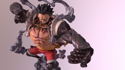 LUFFY GEAR 4 toy, figure, comic, scanned, luffy, one-piece, luffy-gear-4, cartoon, 3d, 3dscan, onepiece