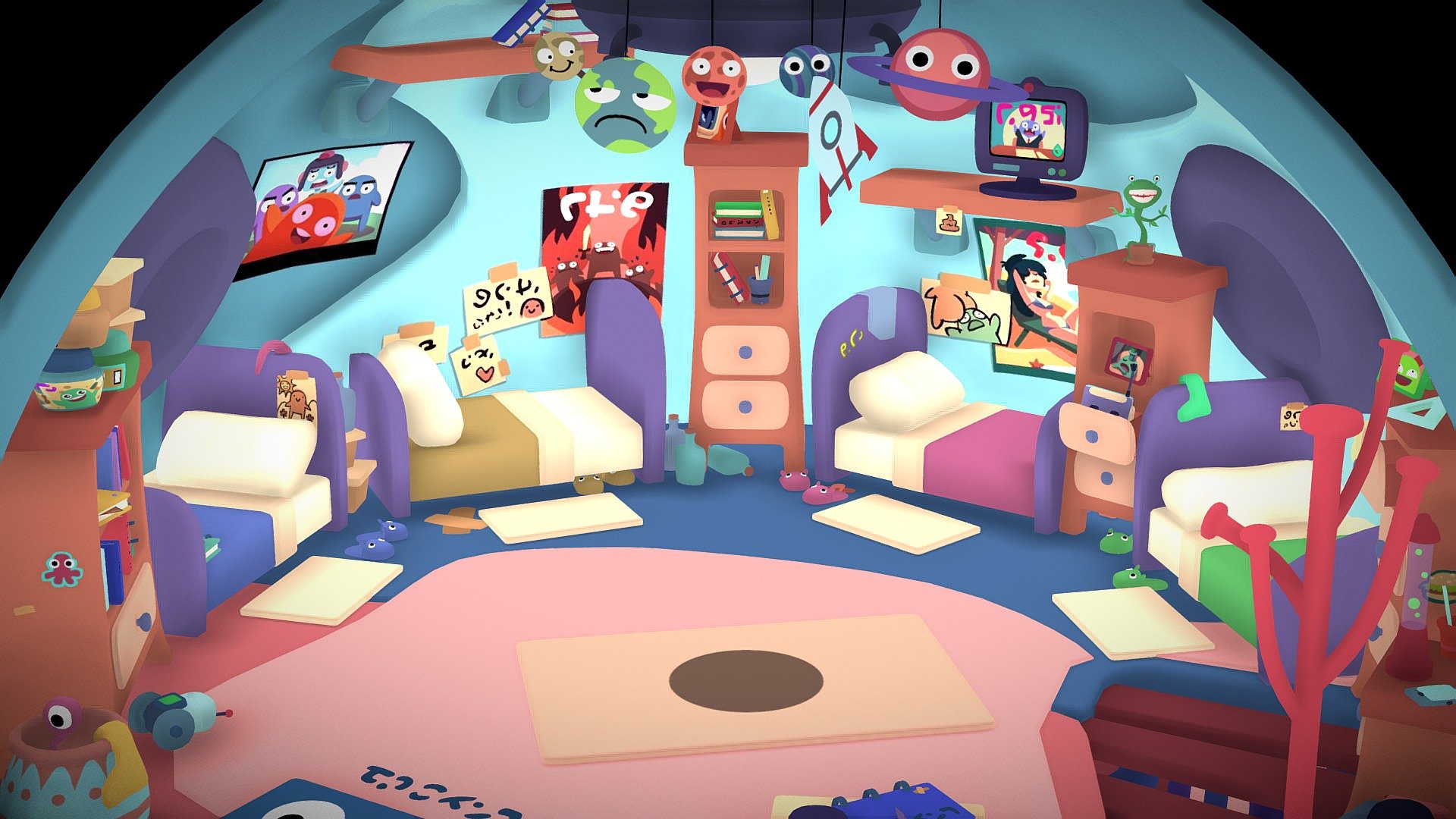Cartoon room created using &ldquo;Cartoon Room Assets