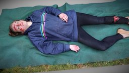 Female casualty UKFRS body, dead, floor, hospital, training, ems, killed, model, lady, casualty, polycam