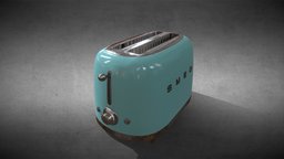 LOW POLY vintage, retro, toaster, arquitetura, 50s, metallic, smeg, vrready, arready, lowpoly, interior, retroelectronicschallenge