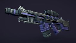 Beam Rifle rifle, scope, blockbench, weapon, minecraft, lowpoly, sci-fi, laser, gun, pixelart