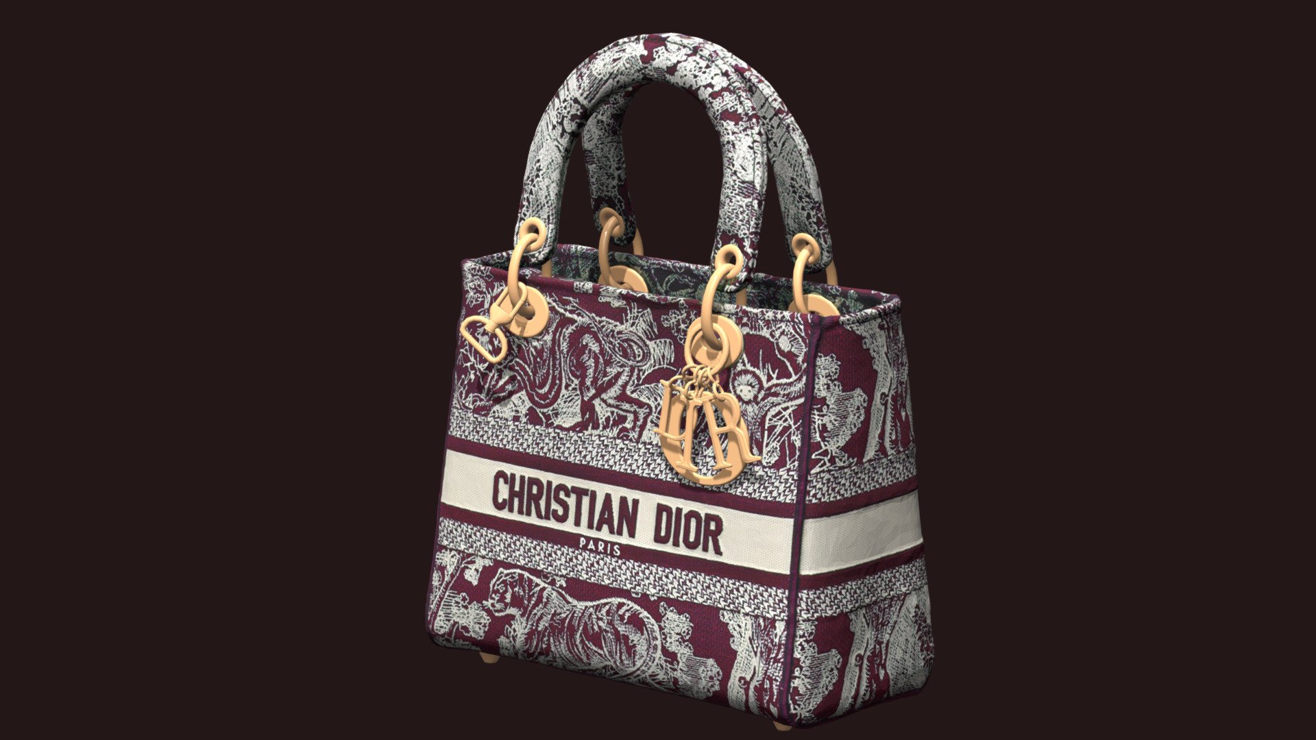 https://www.dior.com/es_es/fashion/products/M0565OECQ_M928-bolso-mediano-lady-d-lite-bordado-toile-de-jouy-soleil-blanco-y-azul-marino
El bolso Lady D-Joy captura la visión de la elegancia clásica y la modernidad de la Maison. Este modelo presenta un bordado integral del emblemático estampado Toile de Jouy Soleil de la temporada en blanco y azul marino, una nueva versión del icónico motivo de la Maison con soles y lunas crecientes en un diseño floral que representa las cuatro estaciones. Incluye charms D.I.O.R. de metal dorado pálido que realzan e iluminan su silueta. El bolso mediano Lady D-Lite dispone de una bandolera ancha bordada extraíble y puede llevarse en la mano o cruzado.


Firma Christian Dior Paris en la parte delantera
Bandolera ancha extraíble
Bolsillo interior con cremallera
Bolsillo de parche grande
El bolso puede combinarse con diferentes bandoleras bordadas de la Maison
Viene con funda protectora
Fabricado en Italia
 - Bolso mediano Lady D - Download Free 3D model by vmmaniac 3d model