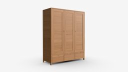 Wardrobe 3 Door Ercol Bosco storage, wooden, bedroom, dresser, three, brown, furniture, wardrobe, cabinet, contemporary, isolated, bosco, 3d, pbr, wood, interior, door, ercol