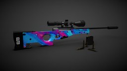 AWM Sniper lowpolymodel, weapon-3dmodel, gameart, hardsurface