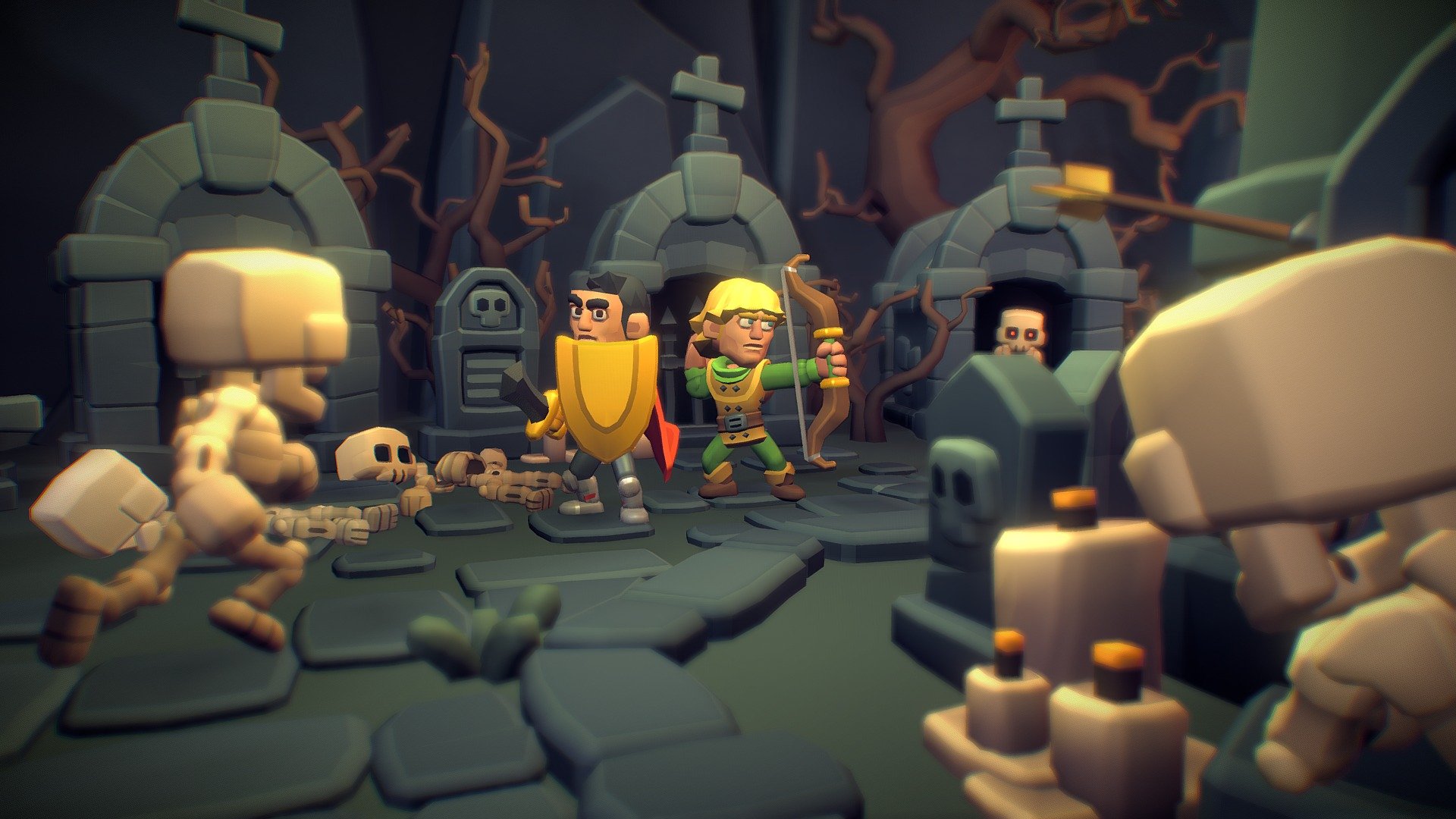 The heroes climb death mountain to battle their way through the cursed cemetery. The entrance to the crypt they seek lies here, guarded by a fierce brute.

This set is also included in the Crypt Theme Set 3d model