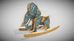 Toy elephant, painted, game, wood, dondolo