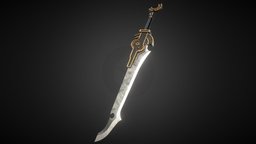Sword titan medieval, edge, titan, metal, knife, lowpoly, sword, fantasy