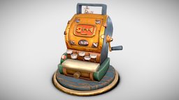 Cash Register Stylized sculpting, props, cash, cashregister, substancepainter, substance, 3d, blender, pbr, blender3d, zbrush, stylized