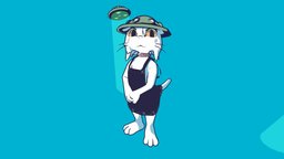 Ame cat, flat, flatshaded, character, blender, lowpoly, animation