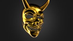 Oni Mask demon, mask, oni, onimask, pbrmaterials, japaneseoni, blender3d, japanese, noai