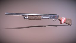 canadian shotgun hightpoly, shot_gun, maya, photoshop, hardsurface, gun