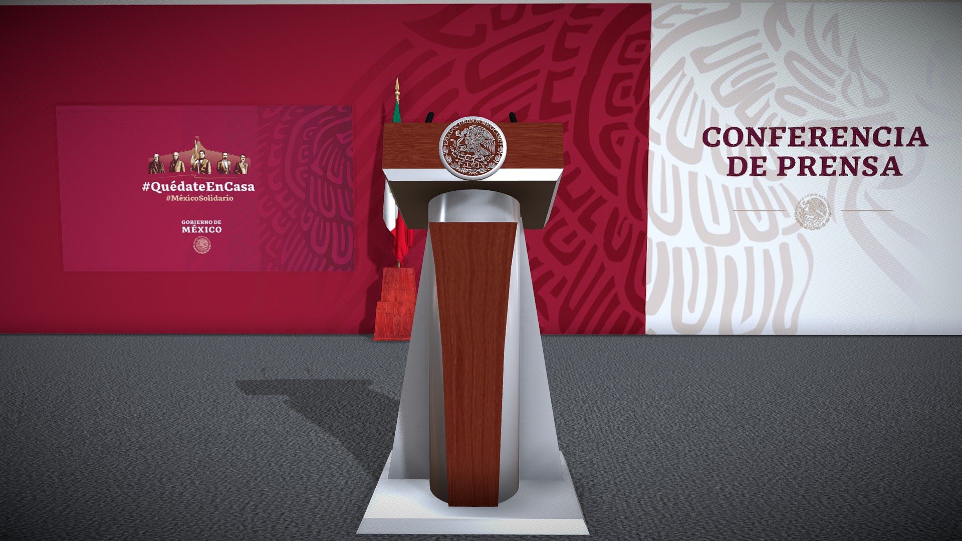 Place at Mexico's national palace where the president gives his conferences - Mexico National Palace Press Conference - Download Free 3D model by mareduvs 3d model
