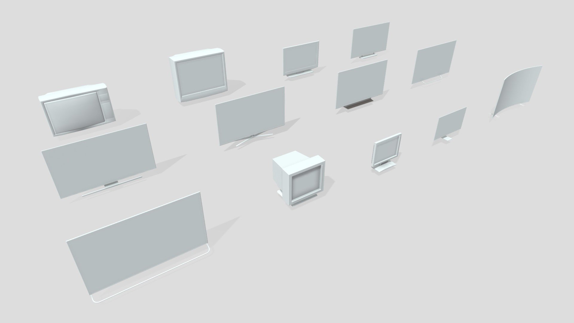 13 Broken TV computer monitor Collection and 100 Textures smart oled curved televisor led hd screen 4k lcd electronics audio visual no signal - 13 Broken TV and 100 Textures - Buy Royalty Free 3D model by kopofx 3d model