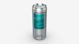 Sleek beverage can 330 ml 11.15 oz drink, food, can, aluminum, cola, mockup, beverage, beer, shiny, soda, sleek, metallic, oz, ml, alcool, 330, 3d, pbr, ring, unopen