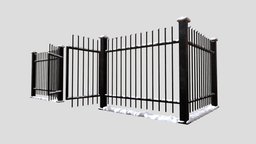 Small English Fence | Snow-covered fence, gate, winter, vray, exterior, visualization, road, unreal, cover, snow, metal, grid, iron, english, border, lattice, sidewalk, corona, unrealengine, hedge, unity, 3d, 3dsmax, blender, sidewalk-bumps