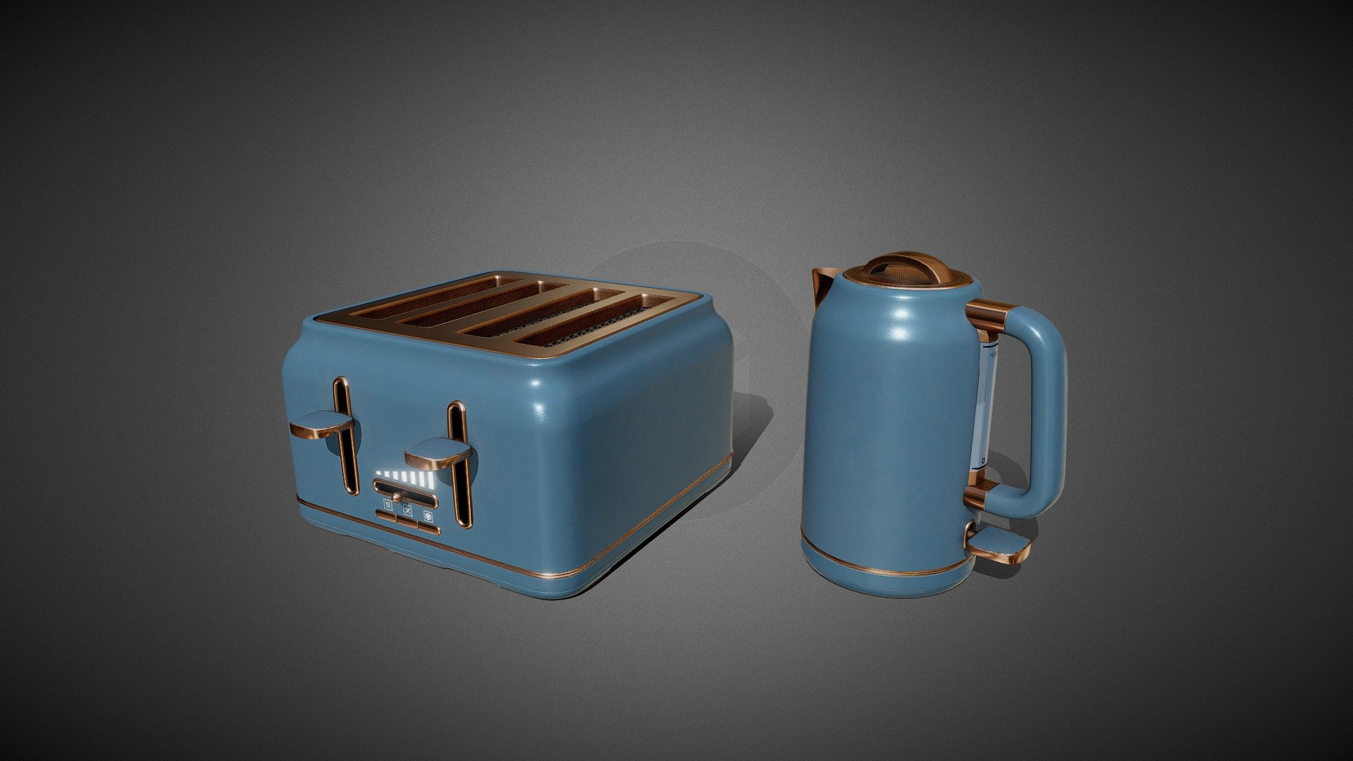 Toaster and kettle decoration game models 3d model