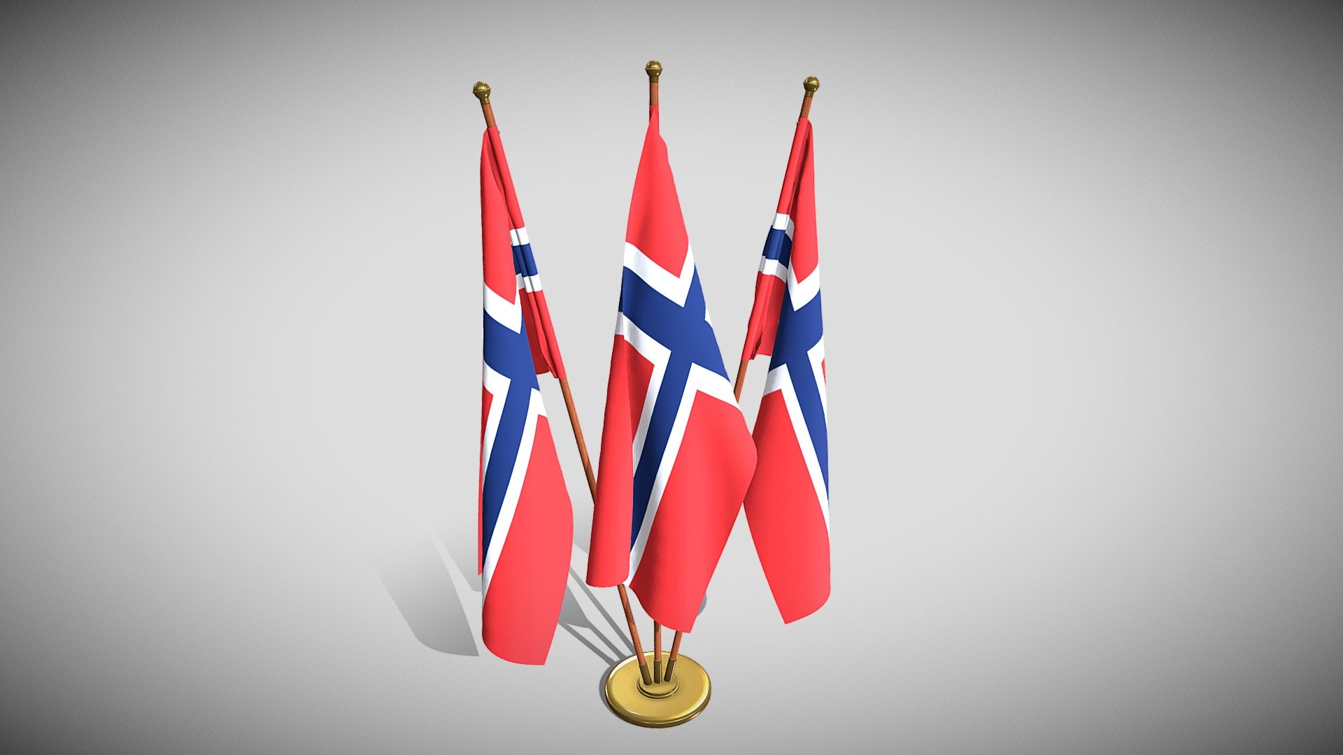 Set of four flag setups(exterior flag and three different office flags).

File formats:
-.blend, rendered with cycles, as seen in the images;
-.obj, with materials applied and textures;
-.dae, with materials applied and textures;
-.fbx, with material slots applied;
-.stl;

3D Software:
This 3d model was originally created in Blender 2.79 and rendered with Cycles.

Materials and textures:
The model has materials applied in all formats, and is ready to import and render . The model comes with multiple png image textures.

Preview scenes:
The preview images are rendered in Blender using its built-in render engine &lsquo;Cycles'.
Note that the blend files come directly with the rendering scene included and the render command will generate the exact result as seen in previews.
The flags are on different layer each for convenience. For each format there are separate files for each of the four flag setups 3d model