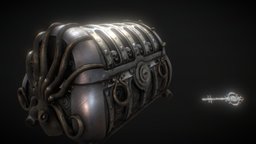 Spanish chest with Aztecs crystal skulls trap, skeleton, marine, legend, two, key, chest, prop, lock, octopus, shell, treasure, code, aztec, magical, riddle, treasurechest, cursed, safebox, skull, pirate, container, hand