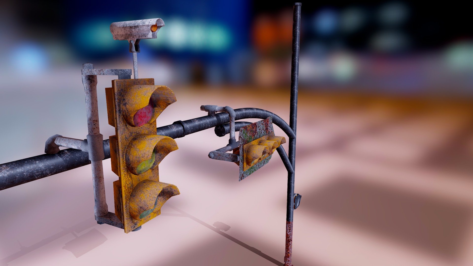 This is a worned out traffic Light perfect for renders, aniamtions, videogames or anything you need, all the textures were made in Substance painter 3d model
