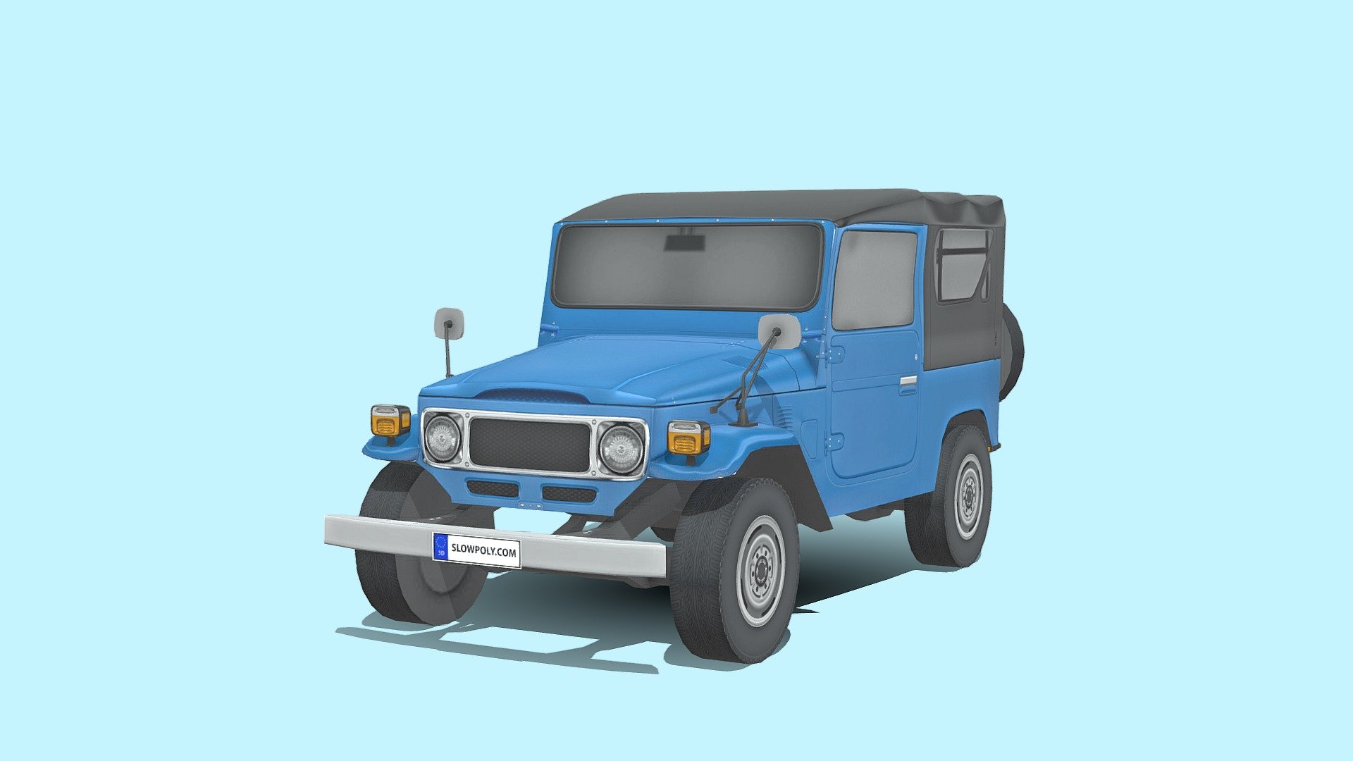 Buckle up and join the ride with our incredible 3D model car! With few polygons, it’s light, flexible, and realistic. High-quality textures bring it to life. Effortlessly integrate it into any project and let your creativity soar. Get ready for a thrilling journey!

If you love this 3d model and curious about how it’s done, visit our tutorial here: https://www.slowpoly.com/l/course unlock the technique, tool and trick to crafting this detailed-looking low poly car now! - Toyota Land Cruiser (J40) Canvas 1979 - Buy Royalty Free 3D model by slowpoly 3d model