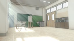 Anime Art room room, toon, class, lounge, vr, models, gltf, cartoon, blender, art, anime, interior, nagatoro