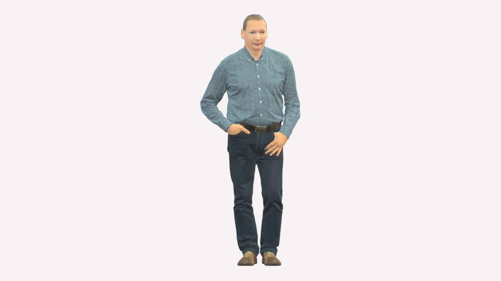 We provide unique 3d scanned models with realistic proportions for closeup and medium-distance views in artworks, paintings and classes. As well as architectural visualization projects.

Main features:




high-end realistic 3d scanned model;

realistic proportions;

highest quality;

low price;

saves you time for more time in landscaping and interiors visualization.

FEATURES 




3d scanned model 

Extremely clean

Edge Loops based

smoothable

symmetrical

professional quality UV map

high level of detail

high resolution textures

real-world scale

system unit: cm

TEXTURES 




Textural Resolution: 4096 x 4096

Color Map

The model is suitable for stereolithography 3d printing 

The model is also ready for fullcolour 3d printing - Man In Bright Blue White Tshirt 0766 - Buy Royalty Free 3D model by 3DFarm 3d model