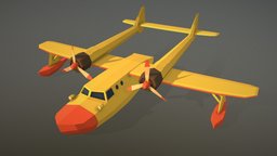 Polygon-Runways sea duck plane lake, duck, blender-3d, seaduck, blender28, blender, lowpoly, plane