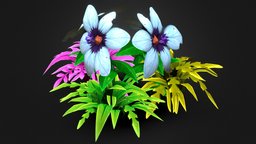 JARDÍN LOW POLY plants, garden, natural, flor, nature, planta, jardin, plantas, flores, hojas, maya, handpainted, photoshop, texture, low, poly, leaves