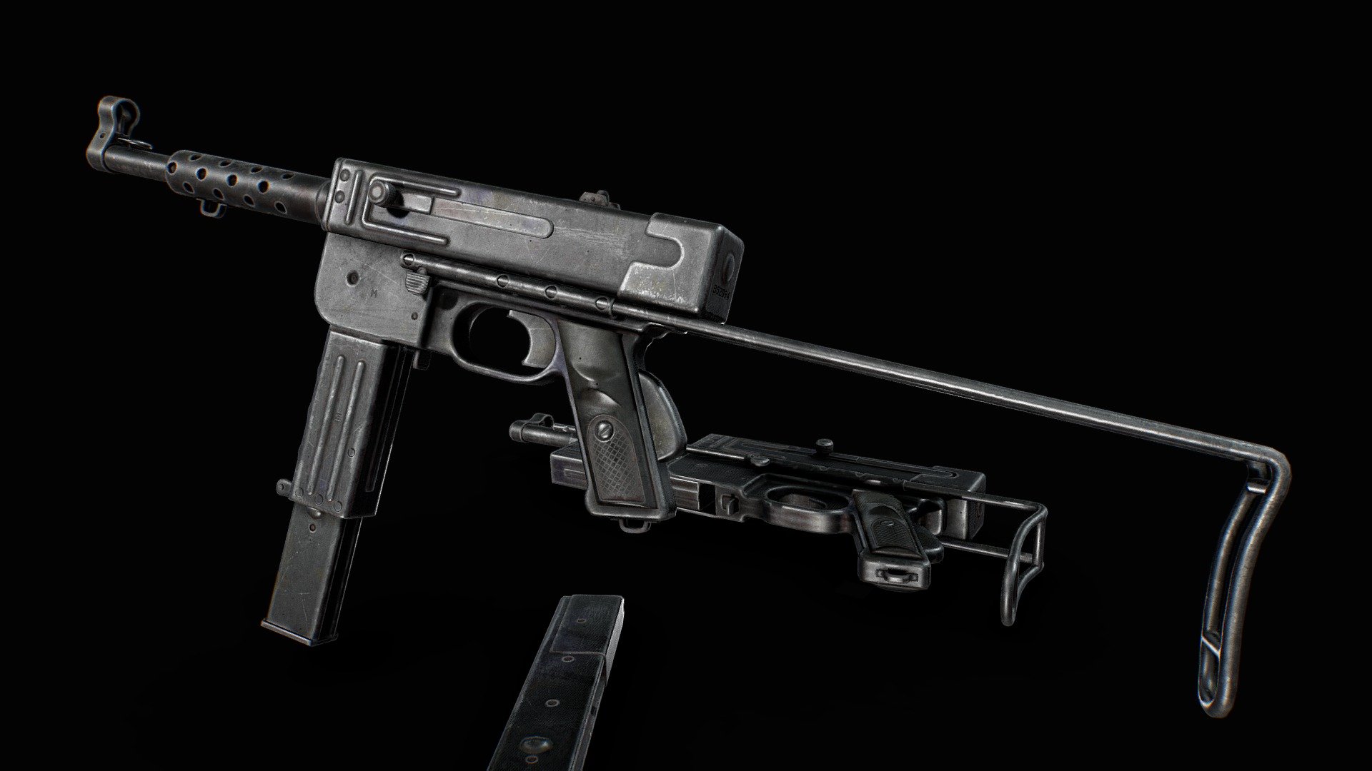 French Sub-Machine Gun,  9mm.

4k texture, curve map included 3d model