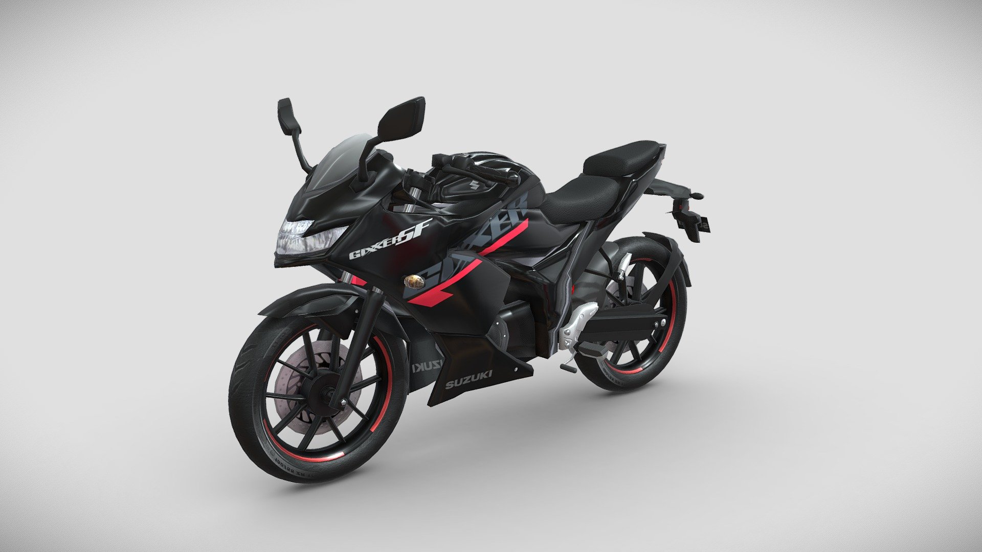 The Suzuki Gixxer SF is sleek and stylish motorcycle known for its timeless design, comfort, and performance.
This 3D model of the Suzuki Gixxer SF captures the essence of a Adventure Tourer motorcycle. With its sleek and stylish design, the Suzuki Gixxer SF is a sight to behold.

Model Type: Polygonal
Polygons: 18,642
Vertices: 19,099
Formats available: Maya ASCII 2018, Maya Binary 2018, FBX , OBJ
Textures: Color, Normal, Height, Metallic, Roughness and Opacity maps
Texture Resolution: 4096 x 4096 pixels

The model is fully optimized for use in real-time applications, making it suitable for use in virtual reality, augmented reality, mobile games, PC games and other interactive experiences.

Whether you're a fan of Adventure Tourer or appreciate well-designed motorcycles, this 3D model of the Suzuki Gixxer SF is sure to impress.

Hope you like it! - Suzuki Gixxer Sf - Buy Royalty Free 3D model by Bhavik_Suthar 3d model