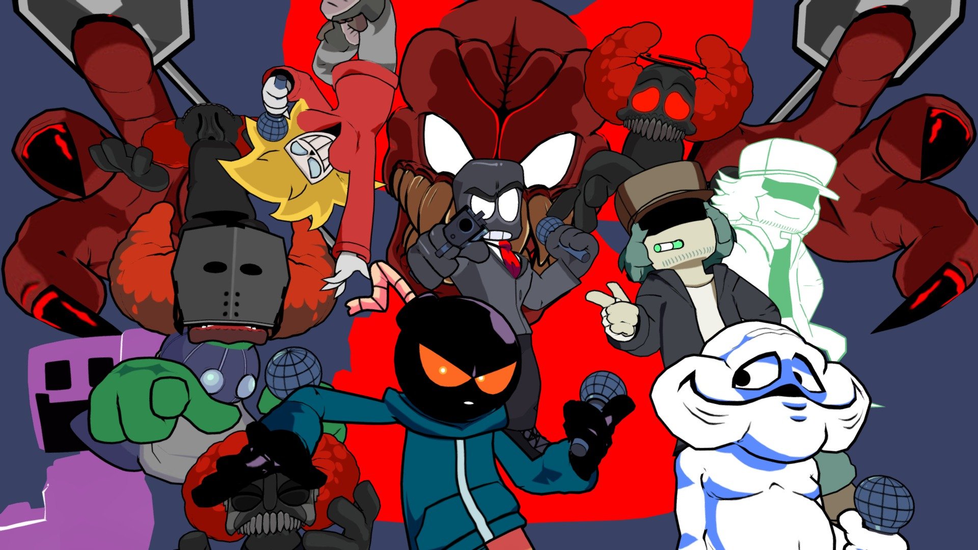 Whew, certainly didn't think I'd be doing extras considering I did the whole main cast!
Here's a selection of fanmade mod characters I modelled, I made the ones that I particularly enjoyed and found interesting!

Each character is fully rigged, most have facial shape keys, and include extra props!

Update 1 - Anders added! Whitty has been slightly updated, mainly for ease of use for his rage expressions.

Update 2 - Garcello added!

Update 3 - Red added!

Update 4 - Hellclown and EX Trickys added!

Update 5 - Whitty removed, in respect for Sock.Clip. Added Bogus!

Update 6 - Whitty restored, added Ourple Guy!

DOWNLOAD: https://drive.google.com/file/d/1pIKBxAcjA4TQ8lPHpVcGKbfViojfI1YC/view?usp=sharing

Friday Night Funkin’ by ninja_muffin99
Tricky character by Krinkles, VS Tricky mod by Banbuds
VS Anders mod by TypicalEmerald
VS Garcello mod by atsuover
X Red mod by 4NO3 and Barry's Art Studio
VS Ourple Guy mod by kiwiquest
VS Bogus mod by VibaPop (Me!) - Friday Night Funkin' - Mods - Download Free 3D model by VibaPop 3d model